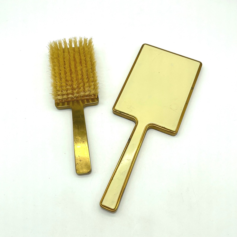Vintage‎ Vanity Set Brush and Mirror Gold Tone Elegant Dressing Table Decor
